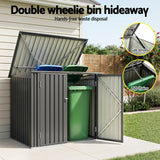 Giantz Garden Shed Wheelie Bin Storage Enclosure Outdoor Lockable Steel Cabinet - 45-Degree Angle