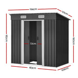 Giantz Garden Shed 1.94x1.21M w/Metal Base Sheds Outdoor Storage Tool Steel House Sliding Door - Front View