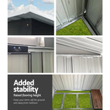 Giantz Garden Shed 1.94x1.21M w/Metal Base Sheds Outdoor Storage Tool Steel House Sliding Door - Rear View