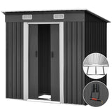 Giantz Garden Shed 1.94x1.21M w/Metal Base Sheds Outdoor Storage Tool Steel House Sliding Door - Low Angle