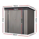 Giantz Garden Shed 1.95x1.31M Sheds Outdoor Storage Steel Workshop House Tool Double Door - Front View