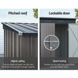 Giantz Garden Shed 1.95x1.31M Sheds Outdoor Storage Steel Workshop House Tool Double Door - 45-Degree Angle