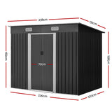 Giantz Garden Shed 2.38x1.31M Sheds Outdoor Storage Tool Metal Workshop Shelter Sliding Door - Front View