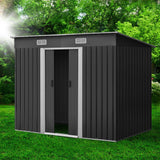 Giantz Garden Shed 2.38x1.31M Sheds Outdoor Storage Tool Metal Workshop Shelter Sliding Door - Close-Up Angle