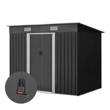 Giantz Garden Shed 2.38x1.31M Sheds Outdoor Storage Tool Metal Workshop Shelter Sliding Door - Low Angle