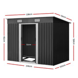 Giantz Garden Shed 2.38x1.31M w/Metal Base Sheds Outdoor Storage Tool Workshop Sliding Door - Front View