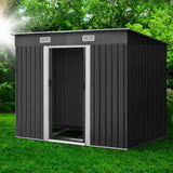 Giantz Garden Shed 2.38x1.31M w/Metal Base Sheds Outdoor Storage Tool Workshop Sliding Door - Close-Up Angle