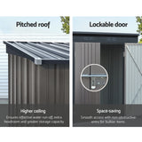Giantz Garden Shed 2.31x1.31M Sheds Outdoor Storage Tool Metal Workshop Shelter Double Door - 45-Degree Angle