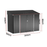 Giantz Garden Shed Galvanised Steel 3.05x1.5M Outdoor Storage Shed Workshop House Shelter - Front View