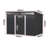 Giantz Garden Shed Outdoor Storage 2.60x1.95M Tool Sheds Workshop House Shelter - Front View