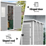 Giantz Garden Shed Outdoor Storage Box 1.87x1.28M Resin Tool Shed Backyard Grey - Rear View