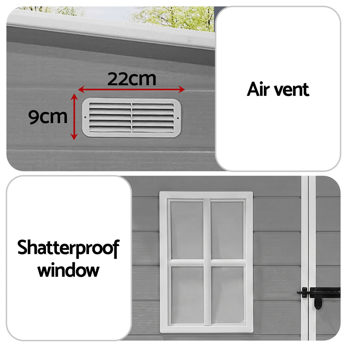 Giantz Garden Shed Outdoor Storage Box 1.87x1.28M Resin Tool Shed Backyard Grey