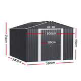 Giantz Garden Shed 3x3M Outdoor Storage Tool Workshop House Shelter - Front View