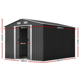 Giantz Garden Shed 2.6x3.9M w/Metal Base Sheds Outdoor Storage Workshop Tool Shelter Sliding Door - Front View