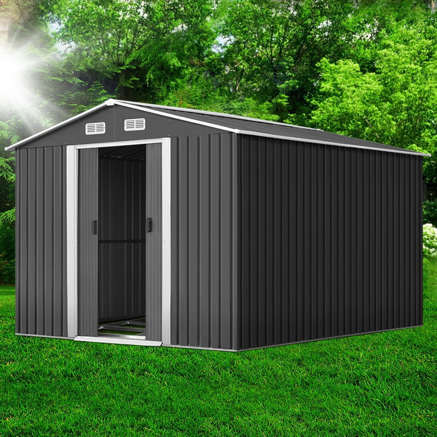 Giantz Garden Shed 2.6x3.9M w/Metal Base Sheds Outdoor Storage Workshop Tool Shelter Sliding Door, image 7