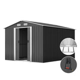 Giantz Garden Shed 2.6x3.9M w/Metal Base Sheds Outdoor Storage Workshop Tool Shelter Sliding Door - Low Angle