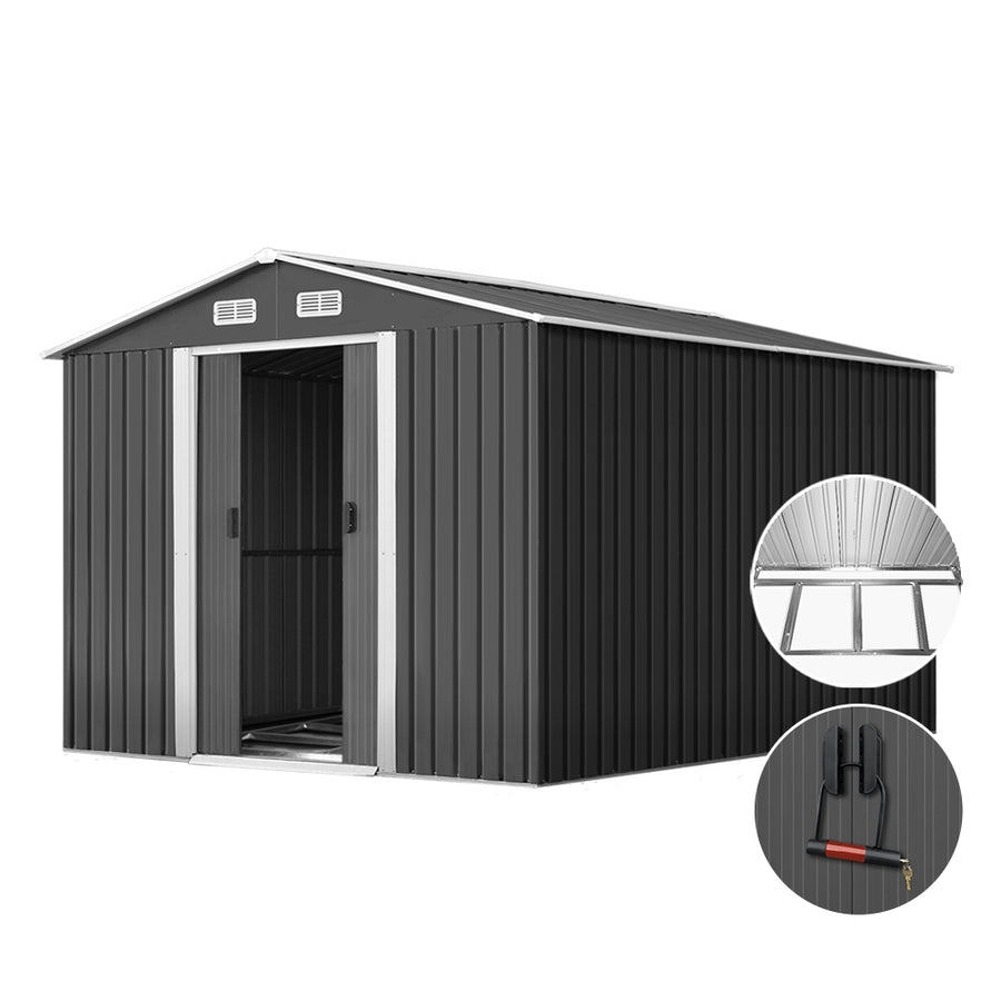 Giantz Garden Shed 2.6x3.9M w/Metal Base Sheds Outdoor Storage Workshop Tool Shelter Sliding Door, image 8
