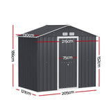Giantz Garden Shed Outdoor Storage 2.15x1.3M Tool Workshop House Shelter Sliding Door - Front View