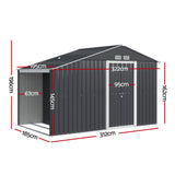Giantz Garden Shed 3.22x1.96M Outdoor Storage Tool Workshop House Shelter - Front View