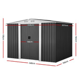 Giantz Garden Shed 2.58x2.07M Sheds Outdoor Storage Workshop Metal Shelter Sliding Door - Front View