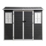 Giantz Garden Shed Resin Outdoor Storage Box 2.44x1.31M Tool Shed Backyard Black - Side View
