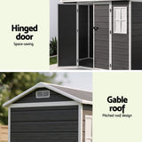 Giantz Garden Shed Resin Outdoor Storage Box 2.44x1.31M Tool Shed Backyard Black - 45-Degree Angle