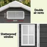 Giantz Garden Shed Resin Outdoor Storage Box 2.44x1.31M Tool Shed Backyard Black - Rear View