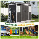 Giantz Garden Shed Resin Outdoor Storage Box 2.44x1.31M Tool Shed Backyard Black - Low Angle