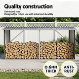 Giantz Firewood Storage Shed 334.5CM x 92CM Outdoor Log Rack Galvanised Steel Wood Holder - Top-Down View