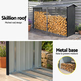 Giantz Firewood Storage Shed 334.5CM x 92CM Outdoor Log Rack Galvanised Steel Wood Holder - Rear View
