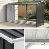 Giantz Firewood Storage Shed 334.5CM x 92CM Outdoor Log Rack Galvanised Steel Wood Holder - Close-Up Angle