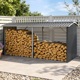 Giantz Firewood Storage Shed 334.5CM x 92CM Outdoor Log Rack Galvanised Steel Wood Holder - Low Angle