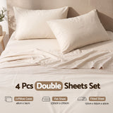 Giselle Double Sheet Set 150 GSM Anti-pilling Micro Flannel, Fast Drying Lightweight 4 Piece, 40CM Deep Pocket Fits Thick Mattress, Cream White