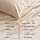 Giselle Double Sheet Set 150 GSM Anti-pilling Micro Flannel, Fast Drying Lightweight 4 Piece, 40CM Deep Pocket Fits Thick Mattress, Cream White - Top-Down View