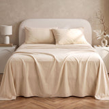 Giselle Double Sheet Set 150 GSM Anti-pilling Micro Flannel, Fast Drying Lightweight 4 Piece, 40CM Deep Pocket Fits Thick Mattress, Cream White