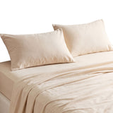 Giselle Double Sheet Set 150 GSM Anti-pilling Micro Flannel, Fast Drying Lightweight 4 Piece, 40CM Deep Pocket Fits Thick Mattress, Cream White - Low Angle