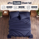 Giselle Double 500TC Cotton 4Pcs Sheet Set with 40cm Extra Deep Pocket for Thick Mattresses Sateen Weave for Sweaty Nights Navy Blue - Front View