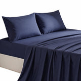 Giselle Double 500TC Cotton 4Pcs Sheet Set with 40cm Extra Deep Pocket for Thick Mattresses Sateen Weave for Sweaty Nights Navy Blue - Extra Image