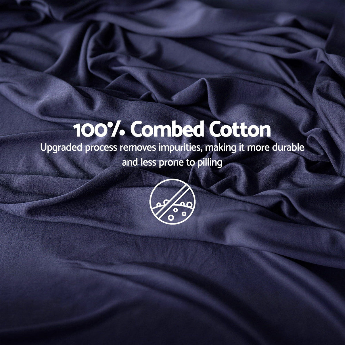 Giselle King 500TC Cotton 4Pcs Sheet Set with 40cm Extra Deep Pocket for Thick Mattresses Sateen Weave for Sweaty Nights Navy Blue