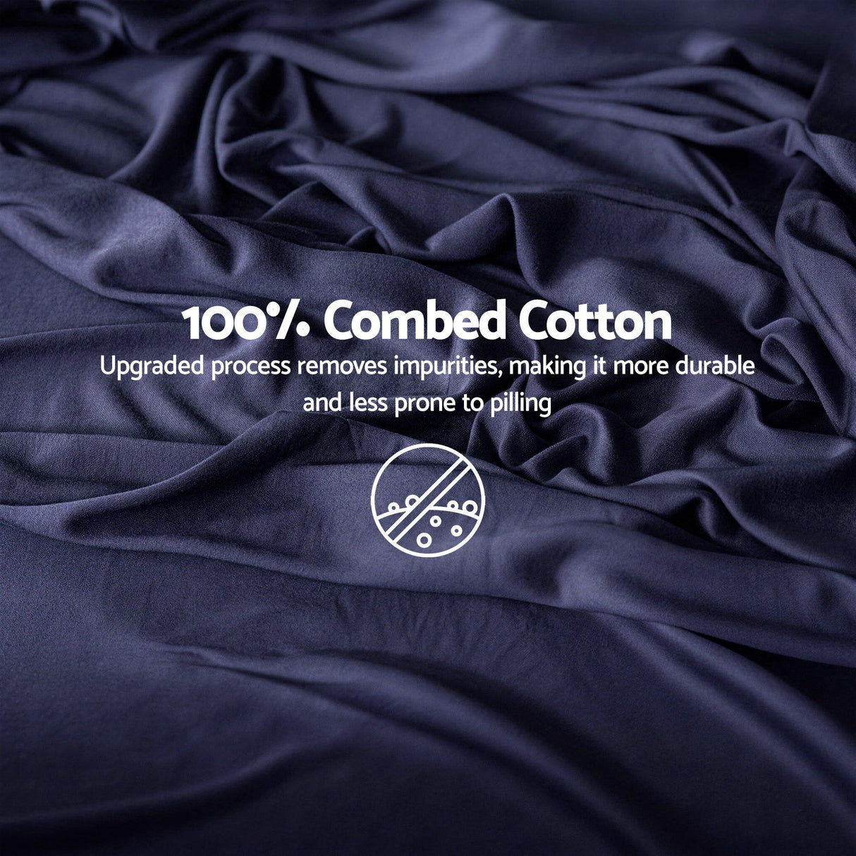 Giselle Kingsingle 500TC Cotton 4Pcs Sheet Set with 40cm Extra Deep Pocket for Thick Mattresses Sateen Weave for Sweaty Nights Navy Blue