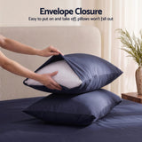 Giselle Kingsingle 500TC Cotton 4Pcs Sheet Set with 40cm Extra Deep Pocket for Thick Mattresses Sateen Weave for Sweaty Nights Navy Blue - Rear View
