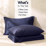 Giselle Kingsingle 500TC Cotton 4Pcs Sheet Set with 40cm Extra Deep Pocket for Thick Mattresses Sateen Weave for Sweaty Nights Navy Blue - Close-Up Angle