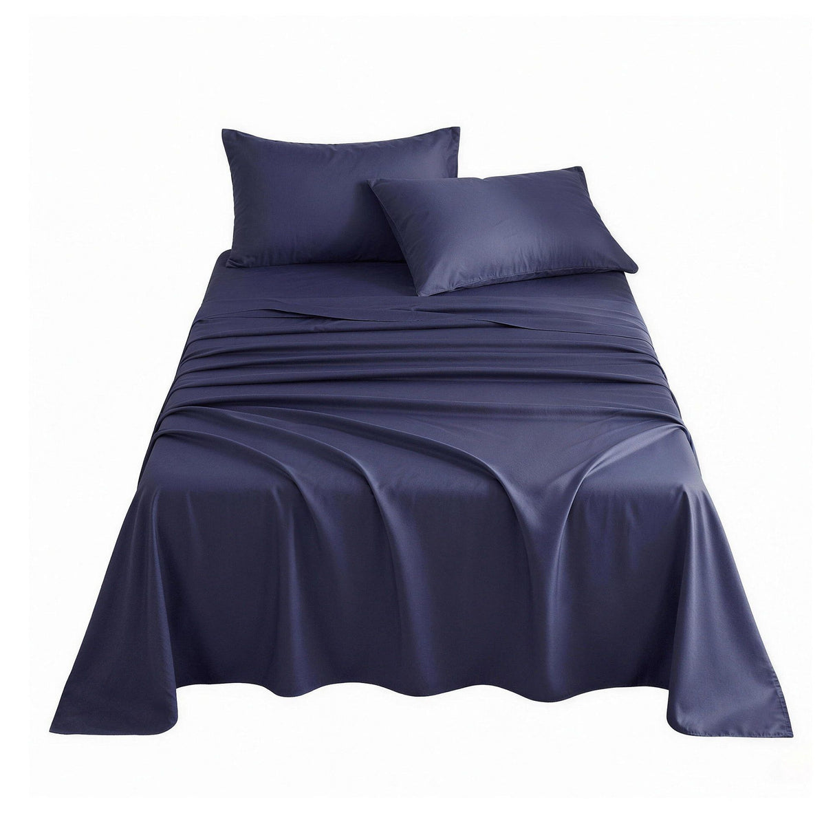 Giselle Kingsingle 500TC Cotton 4Pcs Sheet Set with 40cm Extra Deep Pocket for Thick Mattresses Sateen Weave for Sweaty Nights Navy Blue