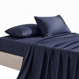 Giselle Kingsingle 500TC Cotton 4Pcs Sheet Set with 40cm Extra Deep Pocket for Thick Mattresses Sateen Weave for Sweaty Nights Navy Blue - Extra Image