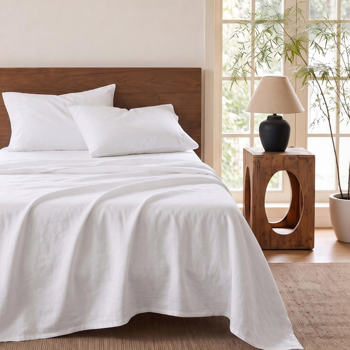 Giselle Single 500TC Cotton 4Pcs Sheet Set with 40cm Extra Deep Pocket for Thick Mattresses Sateen Weave for Sweaty Nights White