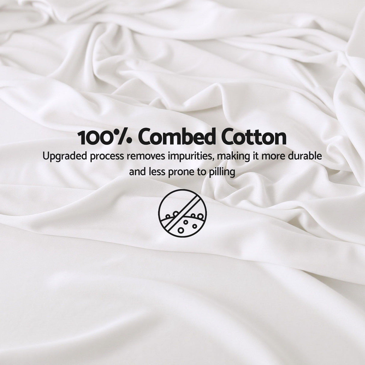 Giselle Single 500TC Cotton 4Pcs Sheet Set with 40cm Extra Deep Pocket for Thick Mattresses Sateen Weave for Sweaty Nights White