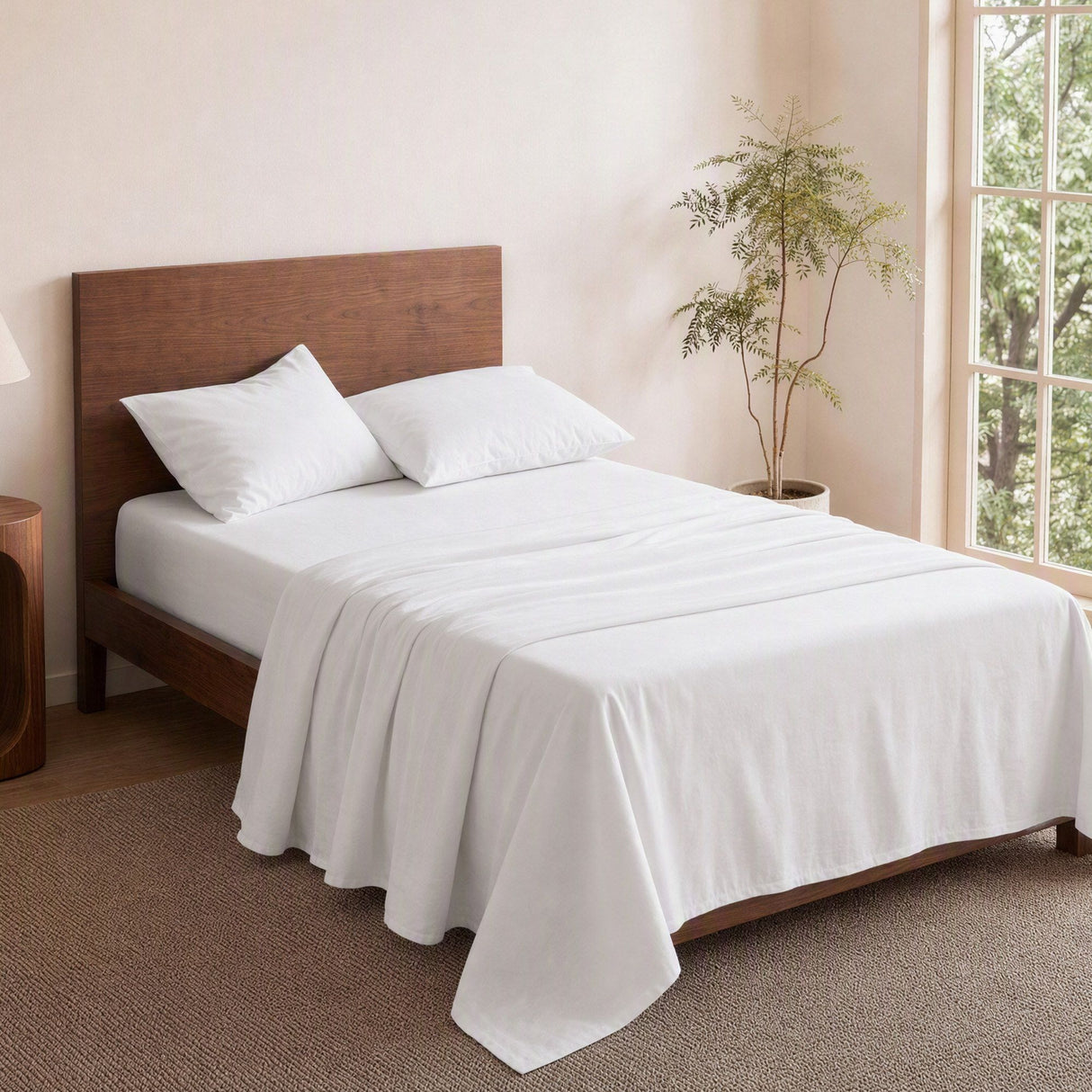 Giselle Single 500TC Cotton 4Pcs Sheet Set with 40cm Extra Deep Pocket for Thick Mattresses Sateen Weave for Sweaty Nights White