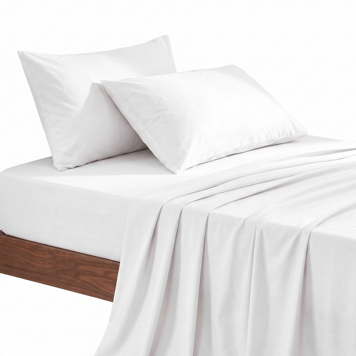 Giselle Single 500TC Cotton 4Pcs Sheet Set with 40cm Extra Deep Pocket for Thick Mattresses Sateen Weave for Sweaty Nights White