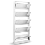 Artiss Shoe Rack Cabinet Mirror 25 Pairs White - 45-Degree Angle