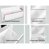 Artiss Shoe Rack Cabinet Mirror 25 Pairs White - Low Angle